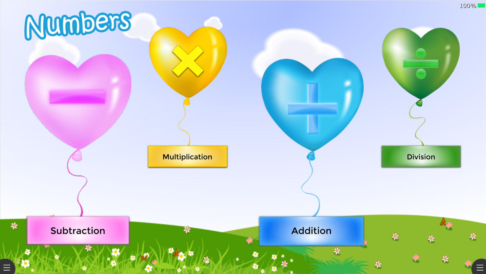 Nuiteq Chorus Numbers activity for Subtraction, Multiplication, Addition and Division